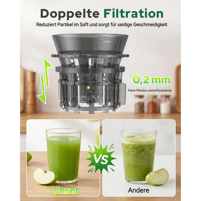 Повільна соковижималка 3-в-1 Slow Juicer з XL-завантажувальним отвором 155 мм, сіра