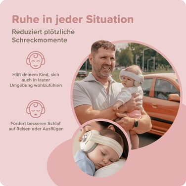 Навушники для захисту від шуму для дітей 3-48 місяців - Захист слуху для немовлят 25dB - М'які навушники для дітей з еластичною та регульованою стрічкою (Рожеві)