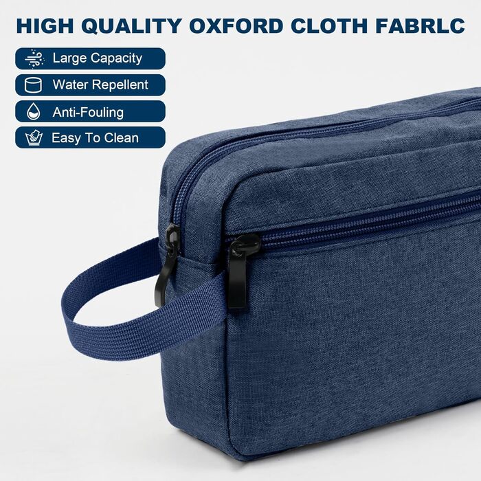 Чоловічий/Жіночий дорожній косметичний несесер для туалетних аксесуарів з подвійною блискавкою, блакитний