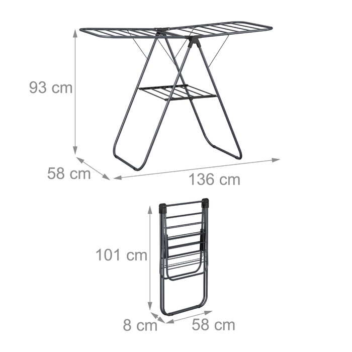 Relaxdays Folding Clothes Drying Rack with Wings