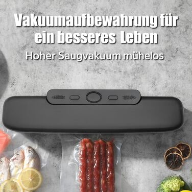 MeteMake Вакууматор автоматичний для продуктів харчування, One-Touch вакуумна запайка, компактна модель (чорний)