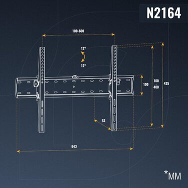 Настінне кріплення для телевізора RICOO F2044 32-55 дюйми, ультратонке, до 35 кг, VESA 400x400, для OLED/Curved
