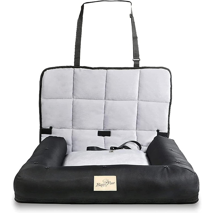 BingoPaw Dog Car Seat for Medium Dogs - Secure & Waterproof Pet Seat Cover for Back or Front Seat - Reinforced with Seat Belts - 66x55x49 cm