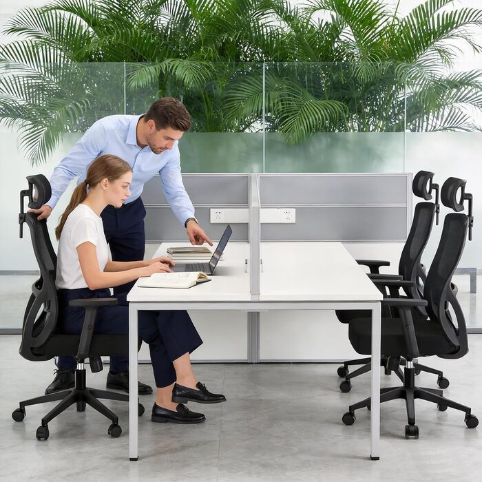 Ергономічне офісне крісло з регульованою спинкою та підголівником, до 150 кг, чорне X-Large