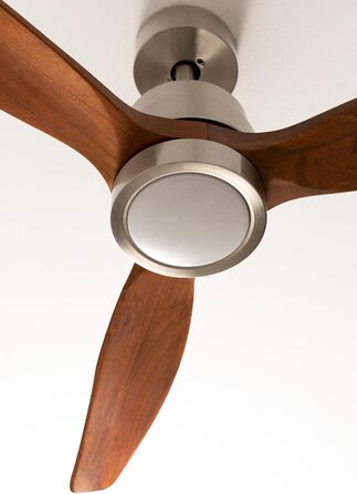 Вентилятор стельовий Windstylance Natural Wood з підсвічуванням, Wi-Fi, дистанційним керуванням, 40W, Ø132 см, 6 швидкостей, таймер, DC-двигун, літньо-зимовий режим (дерев'яні лопаті, з підсвічуванням + вимикач)