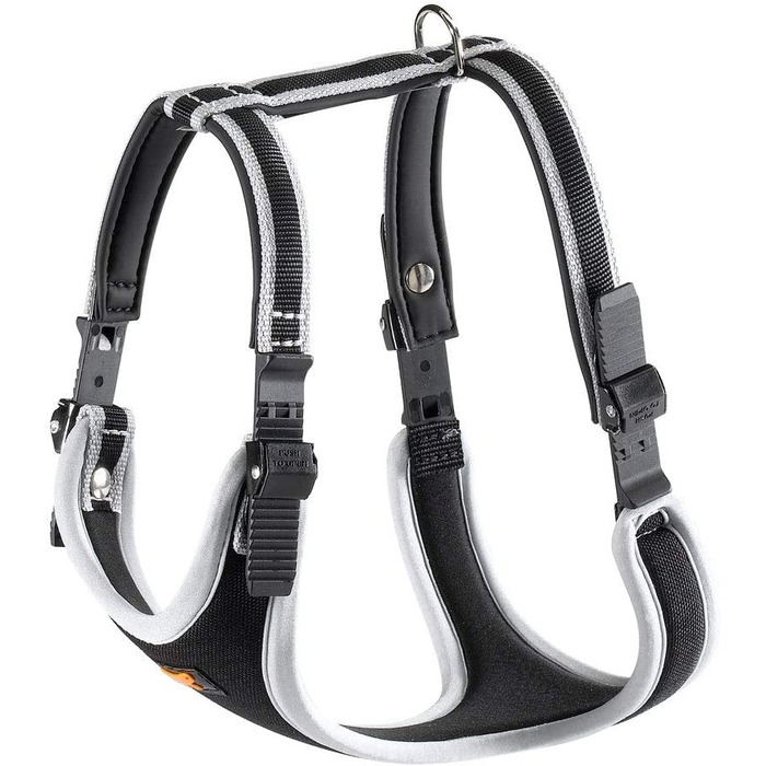 Нашийник для собак середнього розміру Ferplast ERGOCOMFORT, регульований, з м'якою підкладкою, подвійний мікрорегулятор, швидка застібка, сріблястий (Halsumfang: 64-74 см, Brustumfang: 82-92 см)