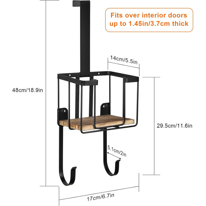Настінна підставка для прасувальної дошки MOREE з кошиком для зберігання – тримач для праски та прасувальної дошки для пральні – чорний, великий