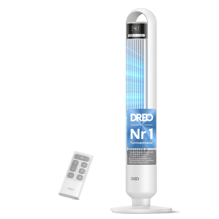 Дрео - тихий торшевий вентилятор 23dB з пультом керування, 4 швидкості, 3 режими, осциляція 90°, таймер 8H, для спальні та вітальні