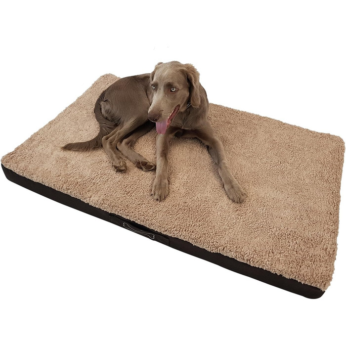 Ортопедичне ліжко для собак DILUMA Benji - м'яке лежання для тварин, знімний чохол, бежеве, 100x65x10 см (L/XL 120x72x10 см)
