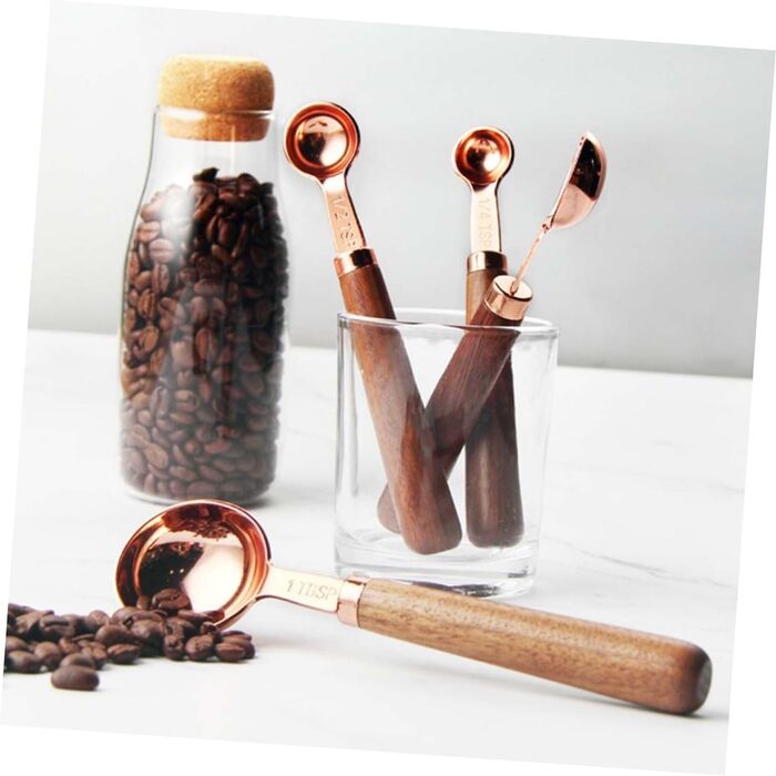 8-Piece Rose Gold Multifunctional Measuring Cup and Spoon Set with Handles - For Baking and Cooking