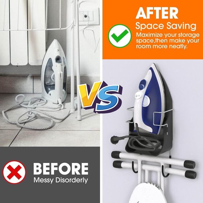 Підставка для праски, кріплення для гладильної дошки, чорна, для дому, ванної кімнати та пральні, електрична, до 13,7 см
