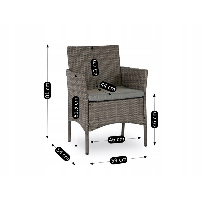 Комплект садових меблів із техноротанга MEBEL ELITE, сірий, 4 предмети