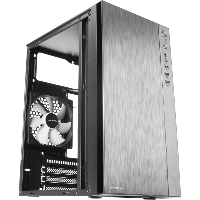 Корпус ПК Micro ATX Tacens Anima ACX з алюмінієвою передньою панеллю, 120мм вентилятор, USB 3.0, чорний