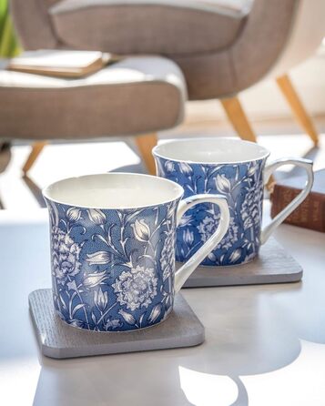 V&A 2-Piece Set William Morris - Wild Tulip Fine Bone China Mug, 230 ml (8 fl oz)