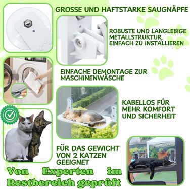 Підвісна гамак для котів на вікно/стіну, ліжко для котів з присосками, без кабелю, з іграшкою. Бежевий, великий