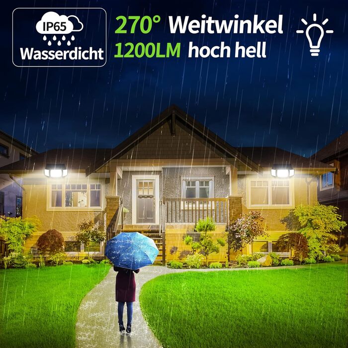 INTELAMP Solar Lights for Outdoors with Motion Sensor, 6000 mAh Solar Lights for Outdoors 108 LED Solar Lamp Outdoor Ideal for Terrace, Porch, Garage, Yard, Streets, IP65 Waterproof (2 Pack)