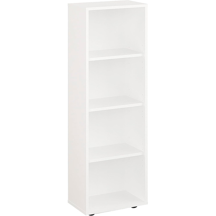 Білий книжковий стелаж KOMTO Regal 80 см, 3 полиці, регульовані полиці, підлоговий, 80x90x24 см, для зберігання книг і декору