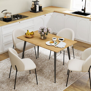 HOMCOM Extendable Dining Table - Seats 6-8, Kitchen Table with Sturdy Steel Legs