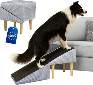 Сходи для собак Outentin - розкладні, з антиковзким покриттям, для маленьких та великих собак, для софи та ліжка, стабільні, 36 см, сірий колір