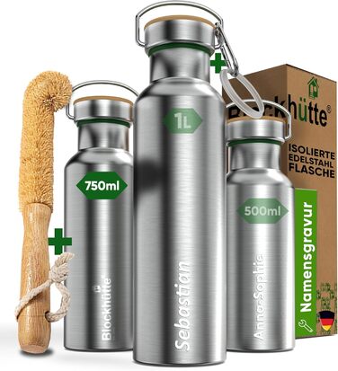 Personalized Stainless Steel Water Bottle 750ml | Leak-Proof Water Bottle for Kids, Adults, BPA-Free, Carbonated Drink Safe, Thermos Bottle for School, Outdoors, Engraving with Name
