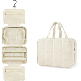 Косметичка-органайзер для подорожей з гачком, жіноча/чоловіча, велика, бежева (#2)