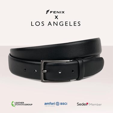 Чоловічий ремінь FENIX LOS ANGELES зі стійкого матеріалу, регульований, з гіпоалергенною пряжкою (30 мм), Jet Black, 100 см — для костюма та джинсів