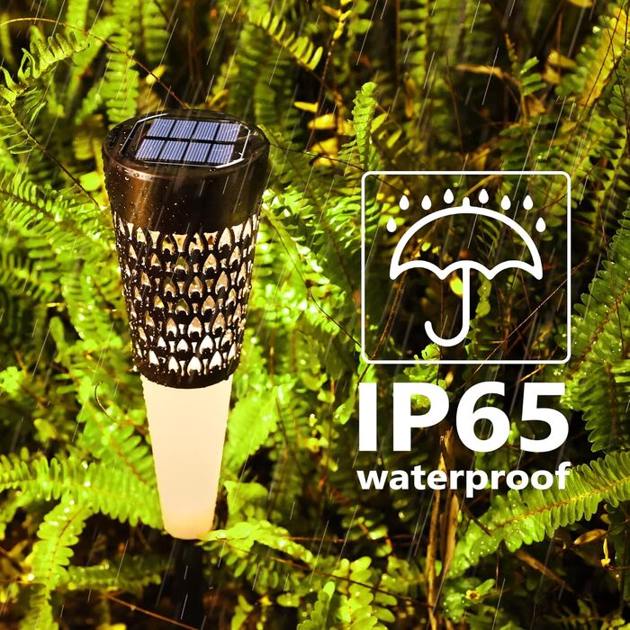 Outdoor Solar Path Lights - Set of 6 with Realistic Flame Effect