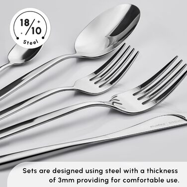 Karaca Lisbon Cutlery Set with Box Set, 60-Piece, for 12 People, 18/10 Stainless Steel Cutlery Set, Dishwasher Safe, Perfect for Everyday Use, Premium Quality