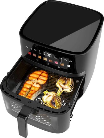 Фритюрниця без олії Cecotec Cecofry Grill Duoheat 8000, 8л, 2200W, з грилем, 8 меню, регулювання температури 80-200°C, цифровий дисплей, вікно