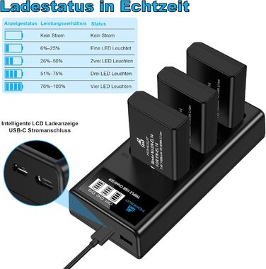 Акумулятор EN-EL14 1300mAh та USB LED зарядний пристрій для Nikon D3100, D3200, D3300, D3500, D5100, D5200, D5300, D5500, D5600, Coolpix P7000, P7100, P7200, P7700, P7800 (2 шт.)