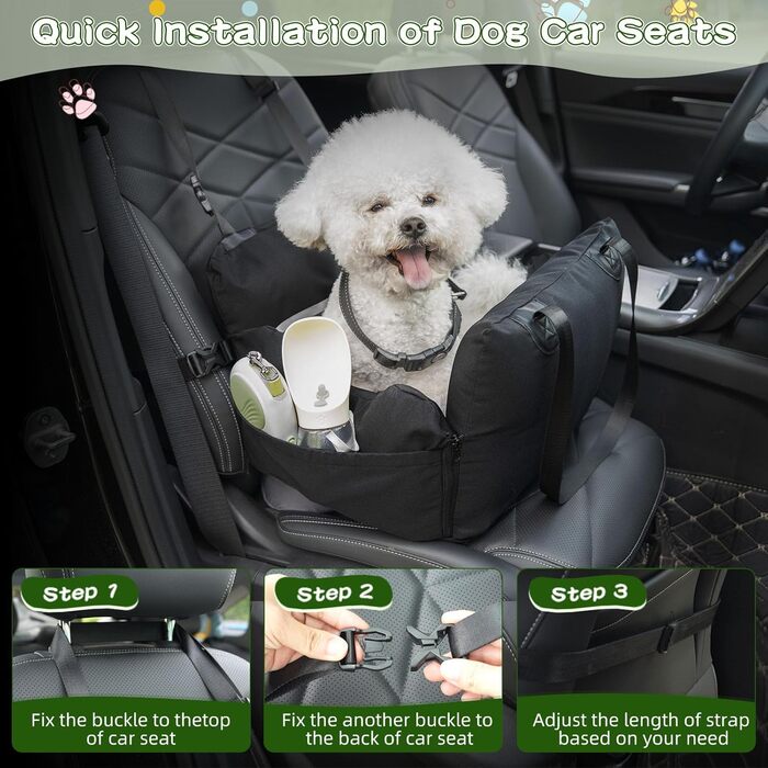 Автомобільний собачий сидіння для маленьких собак до 15 кг, чорний, знімний Airbag, знімний, миючий, Oxford тканина