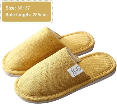 Тапочки зимові для дому, бавовняні, дихаючі, для гостей, антиковзкі, жовті, 36/37 EU (для жінок та чоловіків)