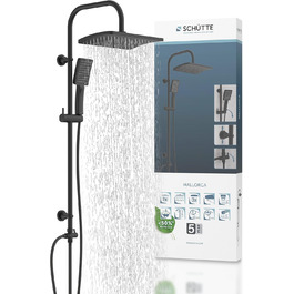 Schütte Shower Set MALLORCA Shower Column with Large Rain Shower Head, Hand Shower with 3 Jet Types, Shower System without Faucet, Matte Black