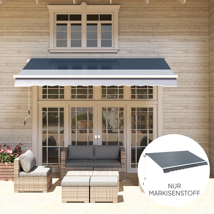Outsunny Awning Canopy Fabric with Flounce, Water-Repellent Replacement Fabric for 4 x 3 m Awnings, Awning Fabric, Sunshade for Garden, Balcony, Yard, Grey | Aosom