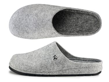 Фетрові тапочки ESTRO для чоловіків - теплі зимові тапочки з гумовою підошвою (45 EU, сірий)