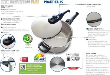 Скороварка ELO Praktika XS 2.7 л, 18 см, нержавіюча сталь, срібляста