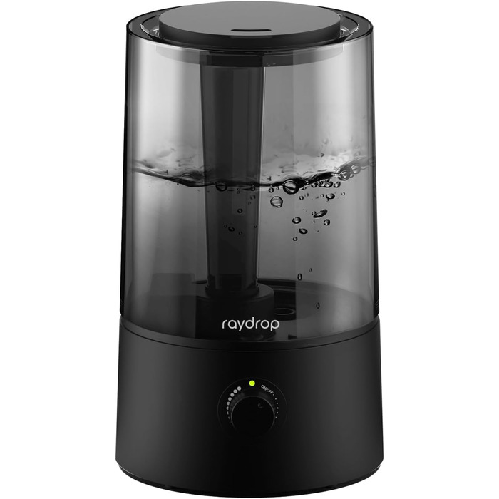 Зволожувач повітря Raydrop для спальні та дитячої кімнати, 1,7 л. Тихий, компактний ультразвуковий зволожувач для дитячої та рослин, просте керування та легке очищення, автоматичне вимкнення, 1,7 л, білий (4,0 л, чорний)