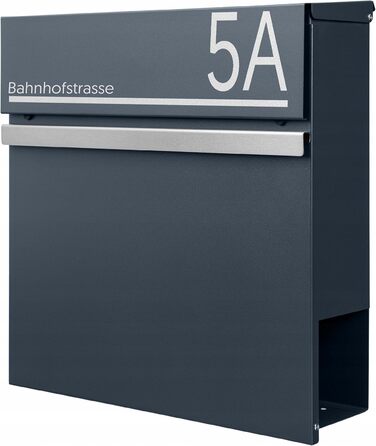 Поштова скринька настінна Anthrazit RAL 7016, велика (XXL) з можливістю гравіювання адреси та відділенням для газет