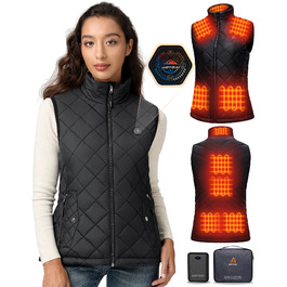 Жіноча грілка для тіла з Powerbank 16000mAh - Грілка з 9 зонами обігріву та 3 рівнями температури, для активного відпочинку, туризму та катання на лижах, чорного кольору, розмір S