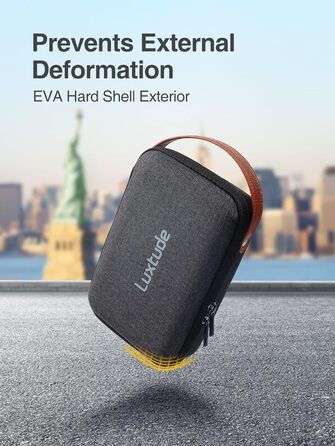 Органайзер для кабелів Luxtude: кейс для подорожей, захист для електроніки, компактна сумка для кабелів, зарядних пристроїв, повербанків та жорстких дисків (чорний)