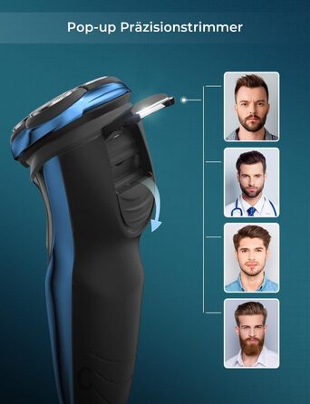 Електричний чоловічий бритва CITHOT RS8336: вологе та сухе гоління, прецизійний тример, IPX7, синій