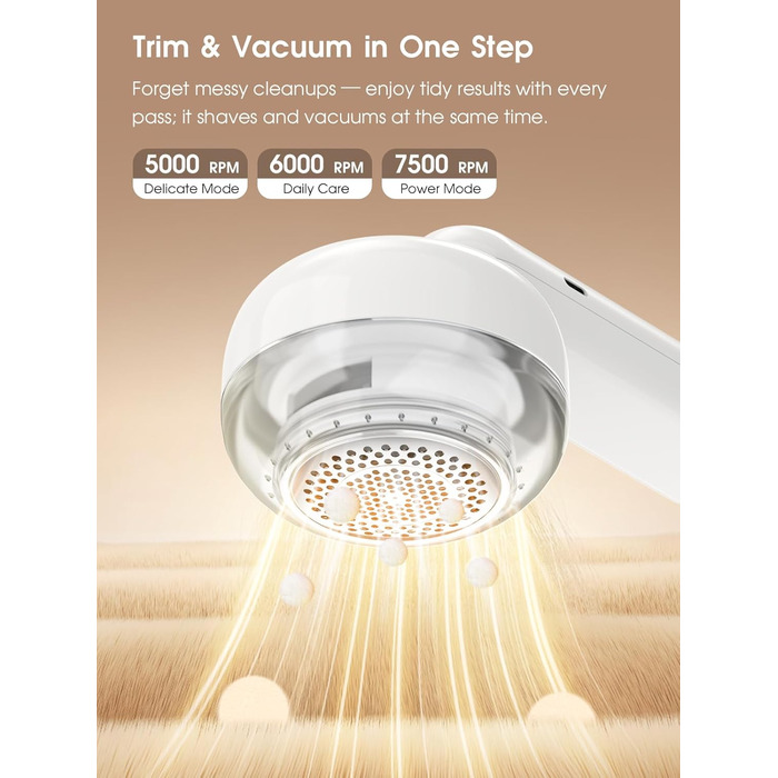 Електричний видальник ворсу COPPA з 6 лезами, 3 швидкості, перезаряджається, для одягу, з індикатором заряду