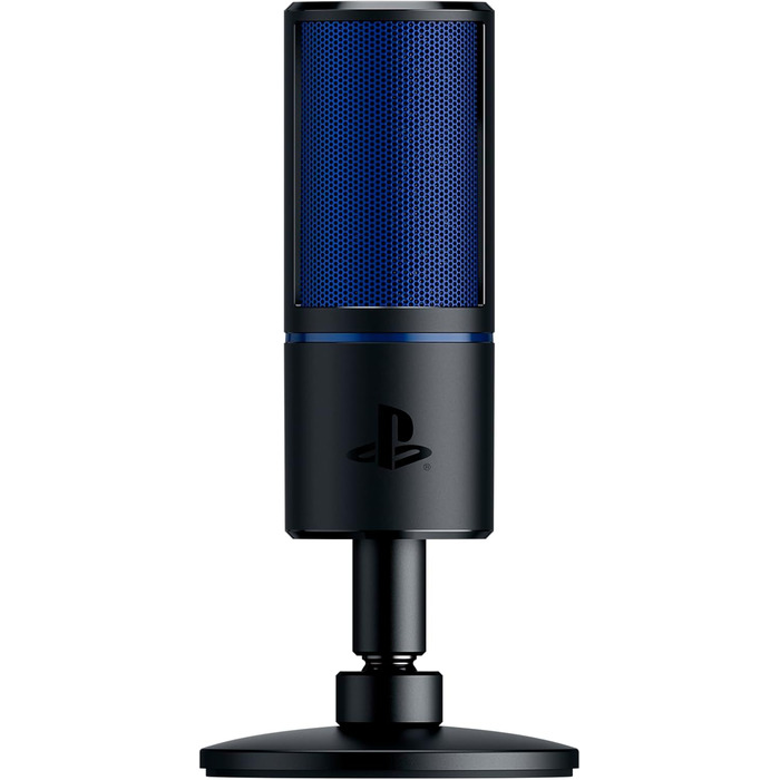 Razer Seiren X для PlayStation - USB конденсаторний мікрофон для стрімінгу PS4/PS5 (чорно-синій) з антивібраційним кріпленням та кнопкою вимкнення звуку