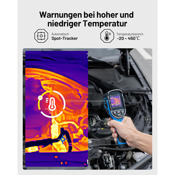 TOPDON TC004 Міні тепловізор, 240x240 IR-роздільна здатність, ручний тепловізійний прилад, 15 годин роботи від акумулятора, частота оновлення 25 Гц, діапазон температур -20℃ до 450℃, високий/низький температурний тригер, чорно-синя палітра