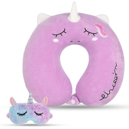Дитяче подушечка для шиї Einhorn з memory foam, 30x30 см. Маска для очей з єдинорогом. Підходить для подорожей.