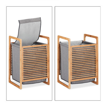 Relaxdays Laundry Basket Bamboo with Lid