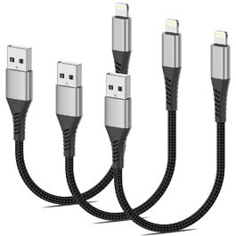 Кабель USB-A Lightning PEAKLIFT 20 см (3 шт) MFi сертифікат, чорний – Швидка зарядка для iPhone 14/13/12/11 Pro Max/XS/XR/X/8/7/6/SE, iPad Air/Mini