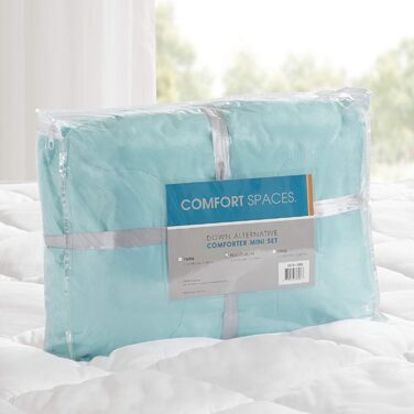 Комплект постільної білизни Comfort Spaces Vixie: стеганий дизайн, чорно-сірий, для всіх сезонів, з наволочками (Twin/Twin XL, Aqua/Grey)