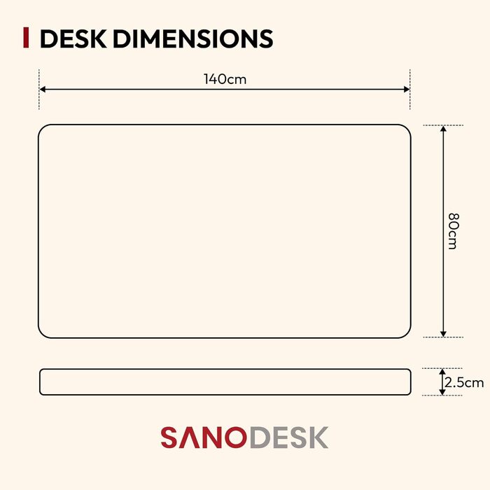 Електричний стіл SANODESK 120x60 см, 2 мотори, ергономічний, чорний, регульована висота, товщина стільниці 25 мм, для офісу та дому
