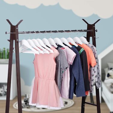 Relaxdays 40 x Children's Clothes Hangers, Wood, 360° Swivel Hook, Wooden Clothes Hangers for Kids, WxH: 18 x 30.5 cm, Clothes Hanger Set, white